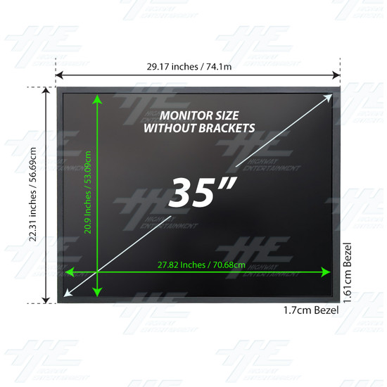 35 inch 4x3 LCD Monitor for Arcade Machine 2880x2160 (with Bonuses) - 35 inch 4x3 LCD Monitor for Arcade Machine 2880x2160 Dimensions