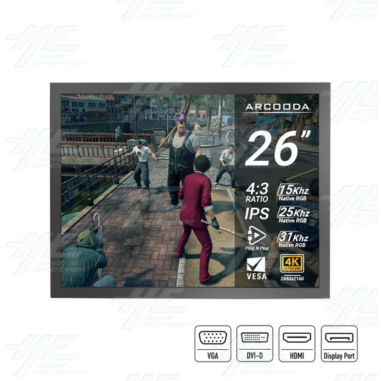26 inch 4x3 LCD Monitor for Arcade Machine 2880x2160 (Factory Seconds) - 26 inch 4x3 LCD Monitor for Arcade Machine 2880x2160 - Specifications