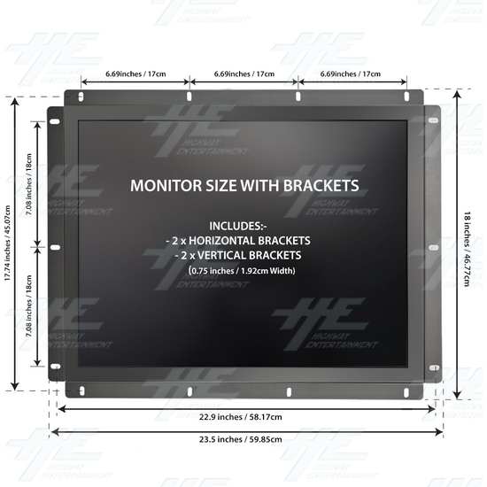26 inch 4x3 LCD Monitor for Arcade Machine 2880x2160 (Factory Seconds) - 26 inch 4x3 LCD Monitor for Arcade Machine 2880x2160 Monitor Dimensions