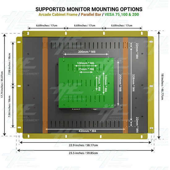 26 inch 4x3 LCD Monitor for Arcade Machine 2880x2160 (Factory Seconds) - 26 inch 4x3 LCD Monitor for Arcade Machine 2880x2160 Mounting Options