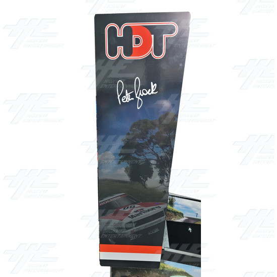 Peter Brock King of the Mountain Pinball Machine - Peter Brock 79 Holden Torana Edition - Left View Side HeaderBox Art