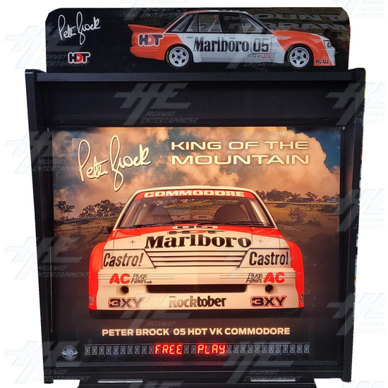 Peter Brock King of the Mountain Pinball Machine - Peter Brock 84 Holden VK Commodore Edition- Backglass